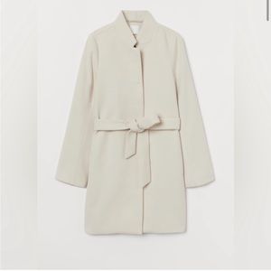 H&M tie belt coat, in light beige, size small